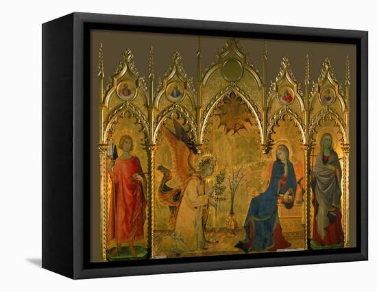 The Annunciation, Saints Asano and Margaret, Prophets Jeremiah, Ezechiel, Isaiah, and Daniel-Simone Martini-Framed Premier Image Canvas