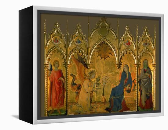 The Annunciation, Saints Asano and Margaret, Prophets Jeremiah, Ezechiel, Isaiah, and Daniel-Simone Martini-Framed Premier Image Canvas