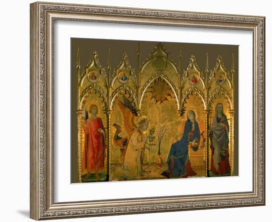 The Annunciation, Saints Asano and Margaret, Prophets Jeremiah, Ezechiel, Isaiah, and Daniel-Simone Martini-Framed Giclee Print