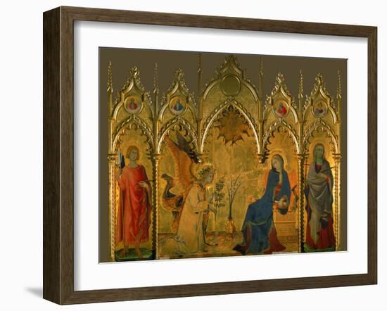 The Annunciation, Saints Asano and Margaret, Prophets Jeremiah, Ezechiel, Isaiah, and Daniel-Simone Martini-Framed Giclee Print
