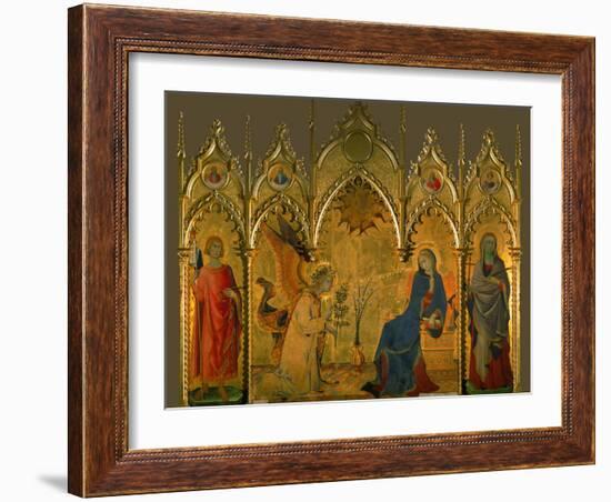 The Annunciation, Saints Asano and Margaret, Prophets Jeremiah, Ezechiel, Isaiah, and Daniel-Simone Martini-Framed Giclee Print