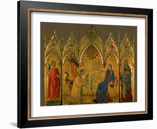 The Annunciation, Saints Asano and Margaret, Prophets Jeremiah, Ezechiel, Isaiah, and Daniel-Simone Martini-Framed Giclee Print