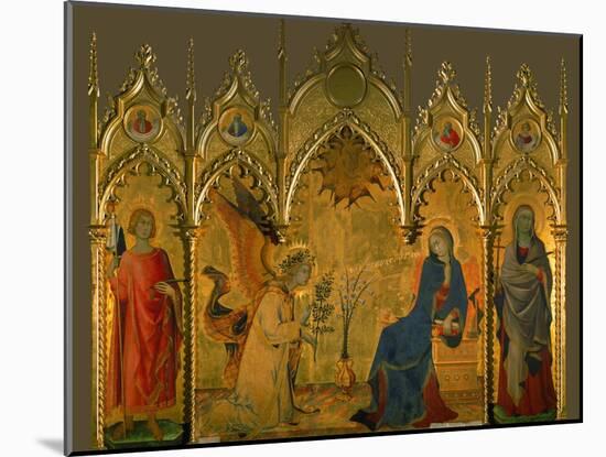 The Annunciation, Saints Asano and Margaret, Prophets Jeremiah, Ezechiel, Isaiah, and Daniel-Simone Martini-Mounted Giclee Print