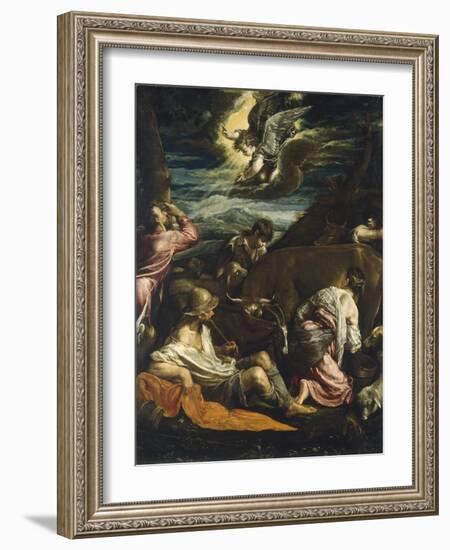 The Annunciation to the Shepherds, C.1555-1560-Jacopo Bassano-Framed Giclee Print