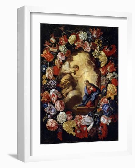 The Annunciation with Flowers, 17th or Early 18th Century-Carlo Maratta-Framed Giclee Print