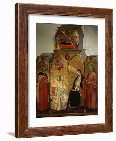 The Annunciation, with Saints Cosmas and Damian, 3rd Century Martyrs-Taddeo di Bartolo-Framed Photographic Print