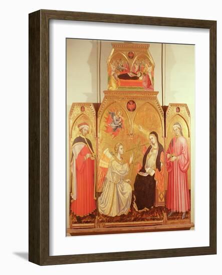 The Annunciation with St. Cosmas and St. Damian, 1409-Taddeo di Bartolo-Framed Giclee Print