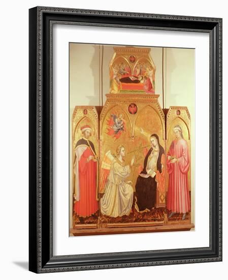 The Annunciation with St. Cosmas and St. Damian, 1409-Taddeo di Bartolo-Framed Giclee Print