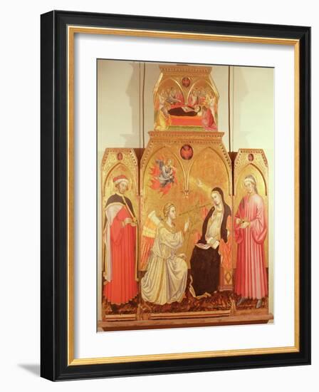 The Annunciation with St. Cosmas and St. Damian, 1409-Taddeo di Bartolo-Framed Giclee Print