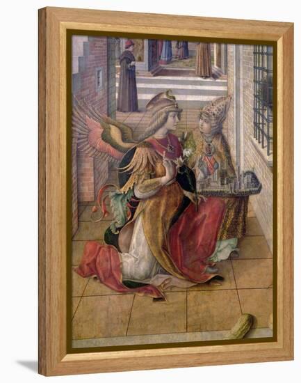 The Annunciation with St. Emidius, Detail of the Archangel Gabriel with the Saint, 1486 (Tempera &-Carlo Crivelli-Framed Premier Image Canvas