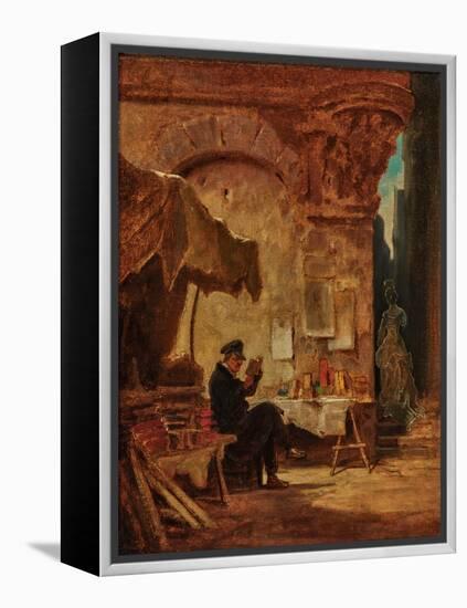 The Antiquarian Bookseller, 19Th Century (Painting)-Carl Spitzweg-Framed Premier Image Canvas