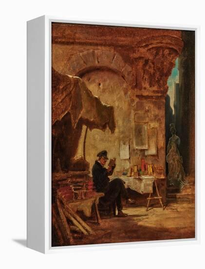 The Antiquarian Bookseller, 19Th Century (Painting)-Carl Spitzweg-Framed Premier Image Canvas