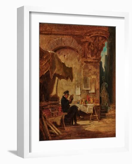 The Antiquarian Bookseller, 19Th Century (Painting)-Carl Spitzweg-Framed Giclee Print