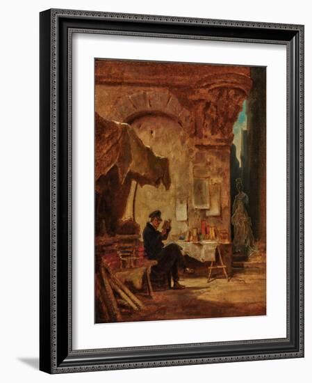 The Antiquarian Bookseller, 19Th Century (Painting)-Carl Spitzweg-Framed Giclee Print