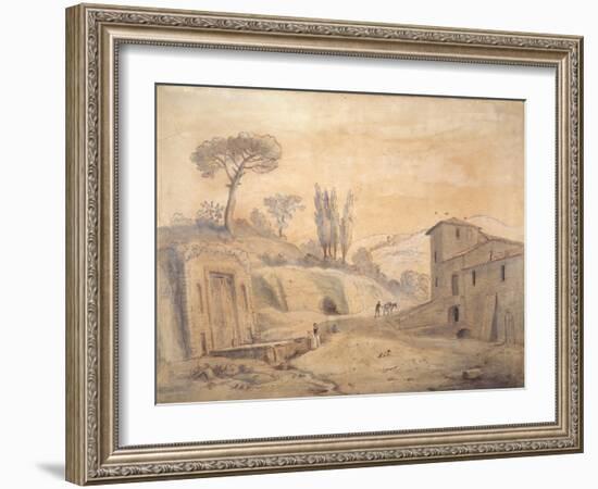 The Antique Fountain and Arch at Grottaferrata, Rome-Gaspar van Wittel-Framed Giclee Print