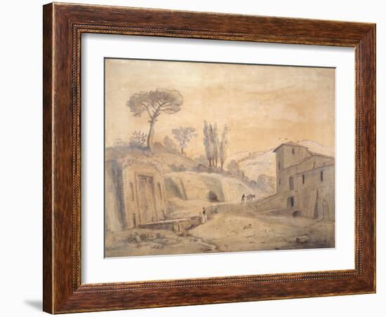 The Antique Fountain and Arch at Grottaferrata, Rome-Gaspar van Wittel-Framed Giclee Print