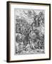 The Apocalypse, the Angel Holding the Keys of the Abyss and a Big Chain, Latin Edition, 1511-Albrecht Dürer-Framed Giclee Print
