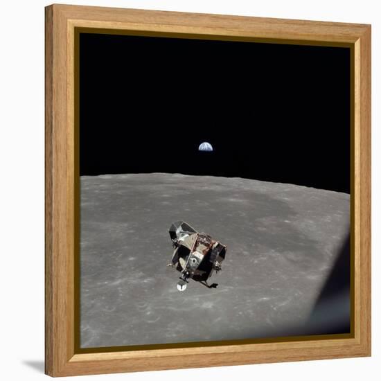The Apollo 11 Lunar Module Ascending from Moon's Surface, July 20, 1969-null-Framed Stretched Canvas