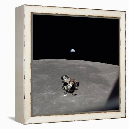 The Apollo 11 Lunar Module Ascending from Moon's Surface, July 20, 1969-null-Framed Stretched Canvas