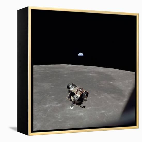 The Apollo 11 Lunar Module Ascending from Moon's Surface, July 20, 1969-null-Framed Stretched Canvas