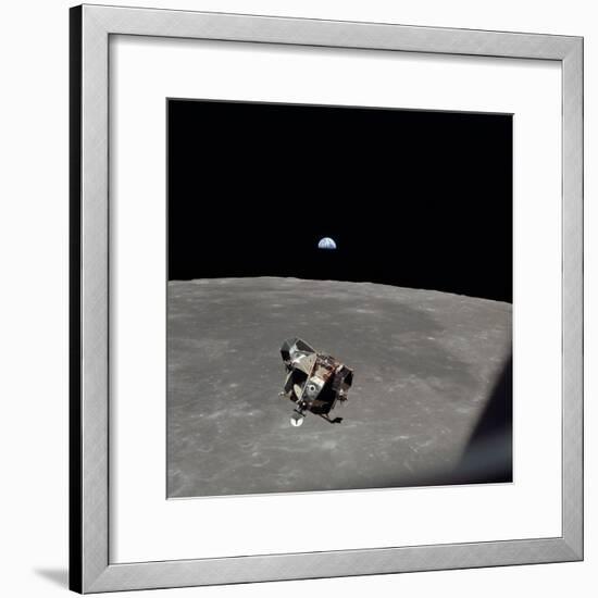 The Apollo 11 Lunar Module Ascending from Moon's Surface, July 20, 1969-null-Framed Photo