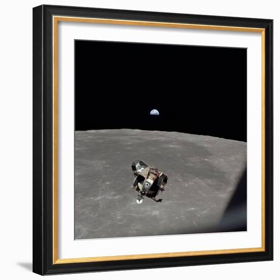 The Apollo 11 Lunar Module Ascending from Moon's Surface, July 20, 1969-null-Framed Photo