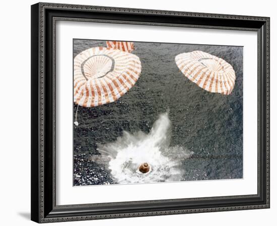 The Apollo 15 Capsule Lands Safely Despite a Parachute Failure, Mid-Pacific Ocean, 1971-null-Framed Photographic Print