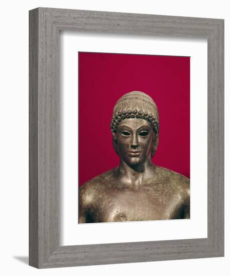 The Apollo of Piombino, Head of the Statue, Found in Benevento, Greek, circa 480 BC-null-Framed Giclee Print