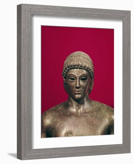 The Apollo of Piombino, Head of the Statue, Found in Benevento, Greek, circa 480 BC-null-Framed Giclee Print