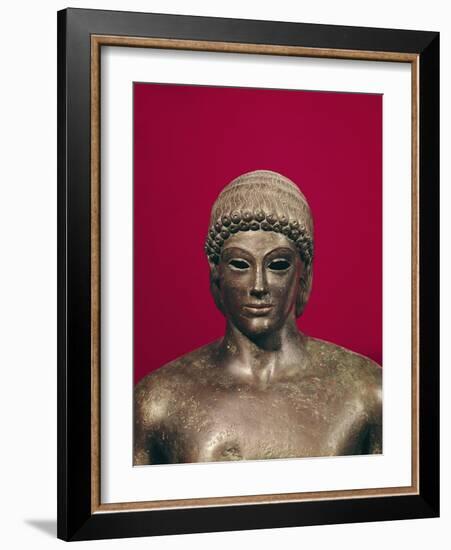 The Apollo of Piombino, Head of the Statue, Found in Benevento, Greek, circa 480 BC-null-Framed Giclee Print