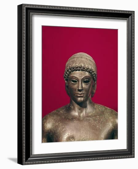 The Apollo of Piombino, Head of the Statue, Found in Benevento, Greek, circa 480 BC-null-Framed Giclee Print