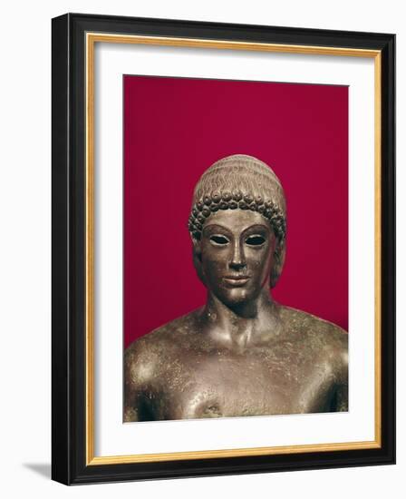 The Apollo of Piombino, Head of the Statue, Found in Benevento, Greek, circa 480 BC-null-Framed Giclee Print