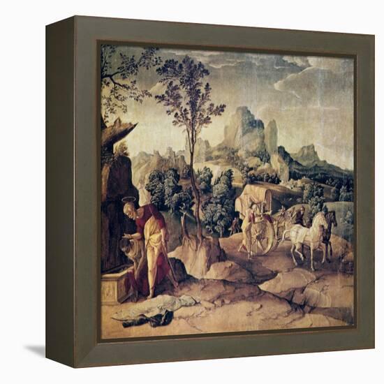 The Apostle Philip Baptizing the Eunuch, 16th Century-Jan van Scorel-Framed Premier Image Canvas