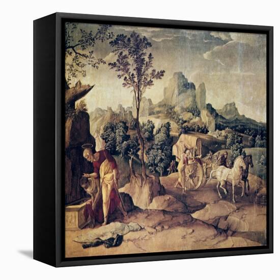 The Apostle Philip Baptizing the Eunuch, 16th Century-Jan van Scorel-Framed Premier Image Canvas