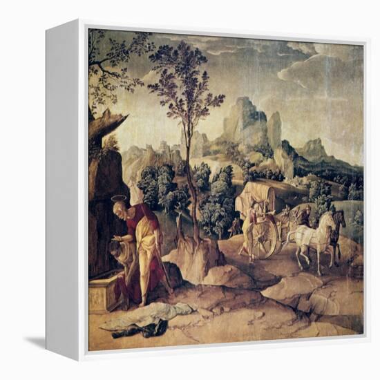 The Apostle Philip Baptizing the Eunuch, 16th Century-Jan van Scorel-Framed Premier Image Canvas