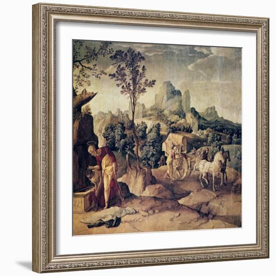 The Apostle Philip Baptizing the Eunuch, 16th Century-Jan van Scorel-Framed Giclee Print