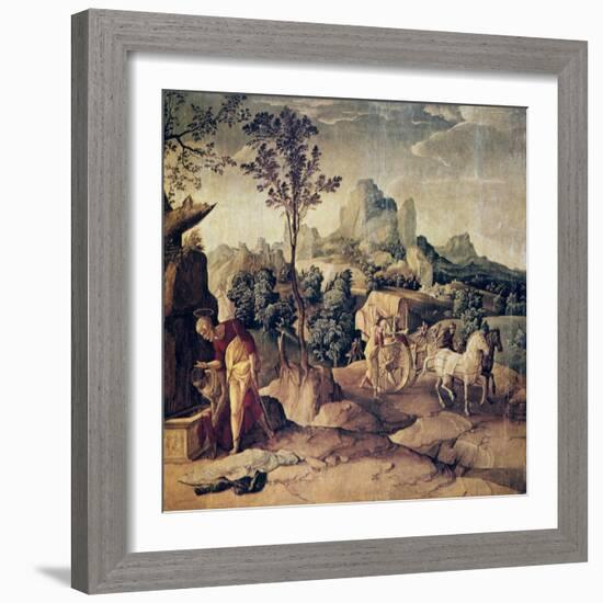 The Apostle Philip Baptizing the Eunuch, 16th Century-Jan van Scorel-Framed Giclee Print