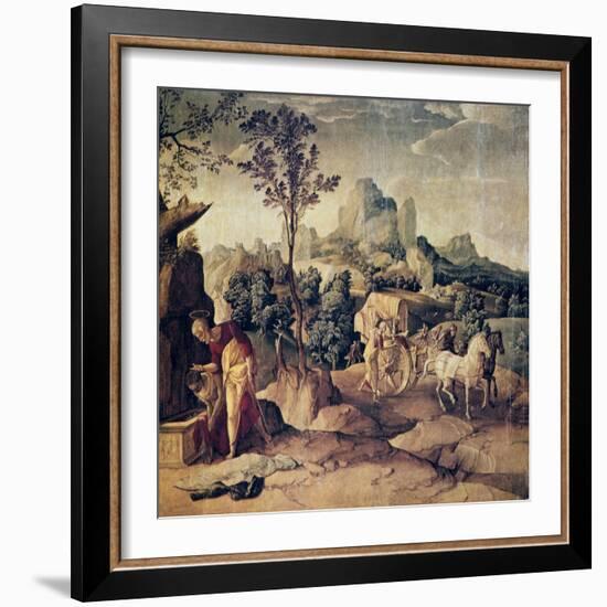 The Apostle Philip Baptizing the Eunuch, 16th Century-Jan van Scorel-Framed Giclee Print