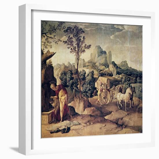 The Apostle Philip Baptizing the Eunuch, 16th Century-Jan van Scorel-Framed Giclee Print