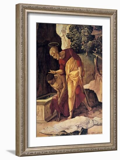 The Apostle Philip Baptizing the Eunuch, Detail, 16th Century-Jan van Scorel-Framed Giclee Print