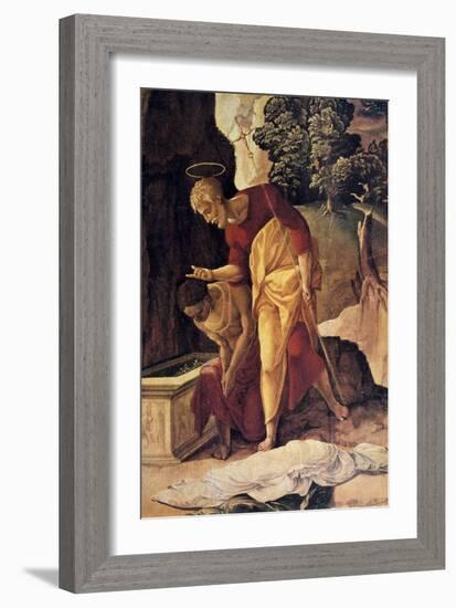 The Apostle Philip Baptizing the Eunuch, Detail, 16th Century-Jan van Scorel-Framed Giclee Print