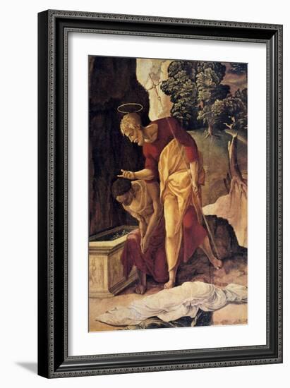 The Apostle Philip Baptizing the Eunuch, Detail, 16th Century-Jan van Scorel-Framed Giclee Print