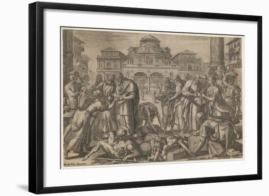 The Apostles Distribute the Money to Those in Need, Ca. 1600-Jan Sadeler-Framed Giclee Print