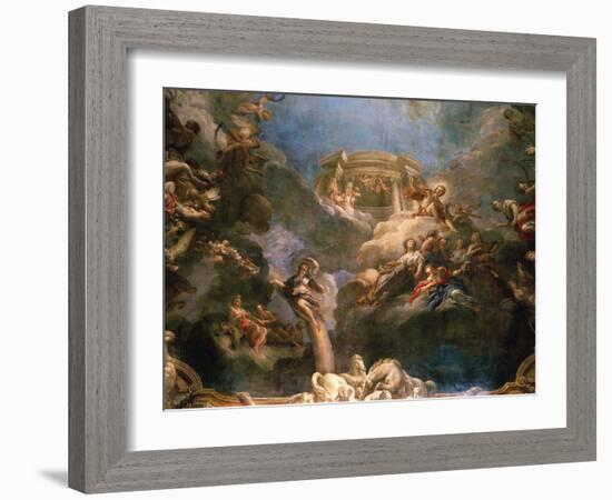 The Apotheosis of Hercules, Ceiling of Hercules Salon, Decorated 1710-Francois Lemoyne-Framed Giclee Print