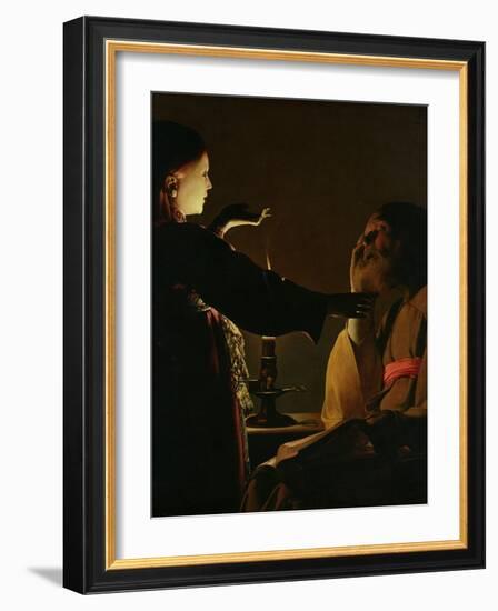 'The Appearance of the Angel to St. Joseph', also known as 'The Dream of St. Joseph', 1652-Georges de La Tour-Framed Giclee Print