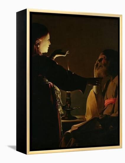 'The Appearance of the Angel to St. Joseph', also known as 'The Dream of St. Joseph', 1652-Georges de La Tour-Framed Premier Image Canvas