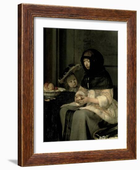 The Apple Peeler, 1660-Gerard ter Borch-Framed Giclee Print