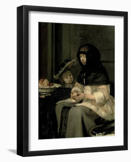 The Apple Peeler, 1660-Gerard ter Borch-Framed Giclee Print