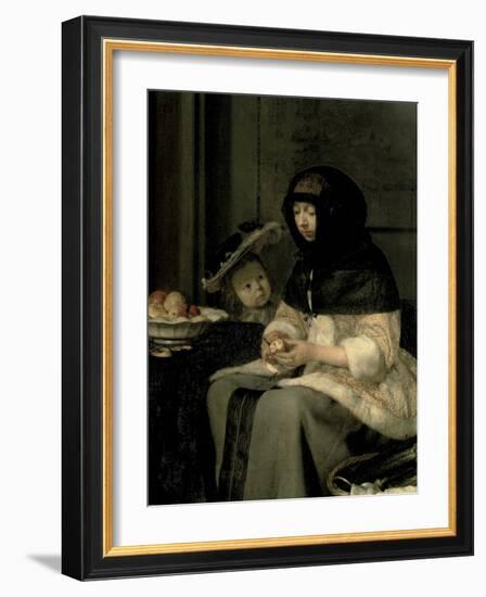 The Apple Peeler, 1660-Gerard ter Borch-Framed Giclee Print