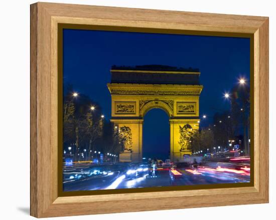 The Arc de Triomphe and the Champs Elysees at Twilight, Paris, France-Jim Zuckerman-Framed Premier Image Canvas